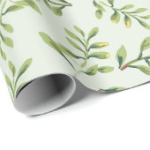 Papier Cadeau Feuillage Vert Feuilles (Coin rond)