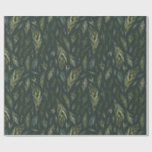 Papier Cadeau Feuillage vert foncé en hiver (Plat)