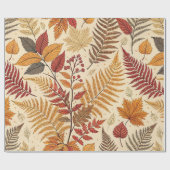 Papier Cadeau Feuillages et baies d'automne - Tons chauds (Plat)