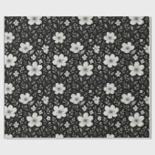 Papier Cadeau Feuille Classique Floral Art Motif Sur Grey Black (Plat)