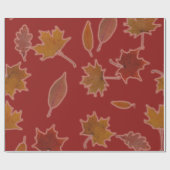 Papier Cadeau Feuille d'automne d'or sur la couleur faite sur (Plat)