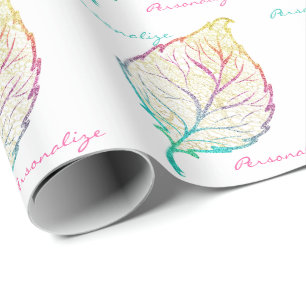 Papier Cadeau Feuille d'automne élégante mignonne pastel rose sa