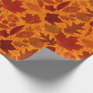 Papier Cadeau Feuille d'automne orange