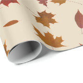 Papier Cadeau Feuille d'automne photographique sur la couleur (Coin rond)