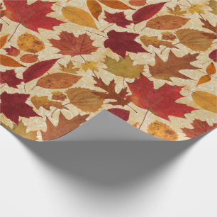 Papier Cadeau Feuille d'automne sur le beige