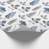 Papier Cadeau Feuille De Ferme Bleue Et Blanche Dusty (Coin)