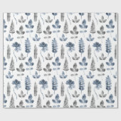 Papier Cadeau Feuille De Ferme Bleue Et Blanche Dusty (Plat)