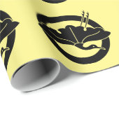 Papier Cadeau Feuille de ginkgo en forme de grue sur cercle (Coin rond)