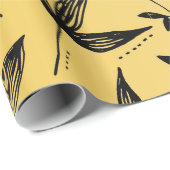 Papier Cadeau Feuille de Motif minimale Noir et Or (Coin rond)