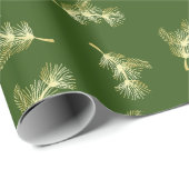 Papier Cadeau Feuille de Noël d'or (Coin rond)
