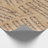 Papier Cadeau Feuille de notes musicales vintages Brown (Coin)