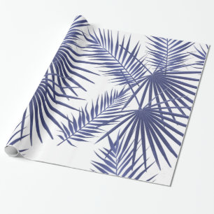 Papier Cadeau feuille de palmier bleu tropical