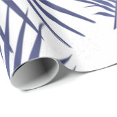 Papier Cadeau feuille de palmier bleu tropical (Coin rond)