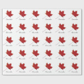 Papier Cadeau Feuille d'érable rouge - Canada (Plat)