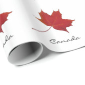 Papier Cadeau Feuille d'érable rouge - Canada (Coin rond)