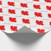 Papier Cadeau Feuille d'érable rouge canadienne en blanc (Coin)