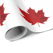 Papier Cadeau Feuille d'érable rouge vibre (Coin rond)