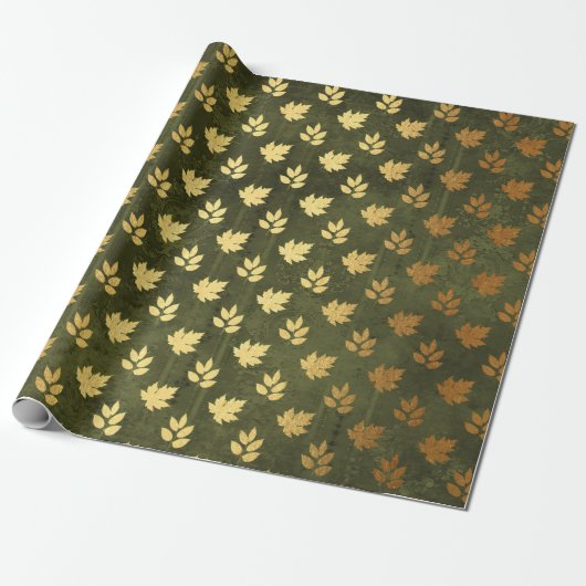 Papier Cadeau Feuille d'or de Thanksgiving (Déroulé)