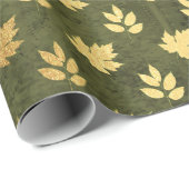Papier Cadeau Feuille d'or de Thanksgiving (Coin rond)