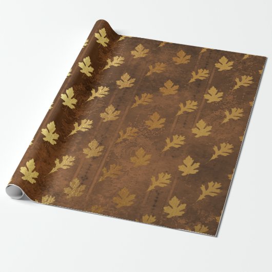 Papier Cadeau Feuille d'or de Thanksgiving (Déroulé)