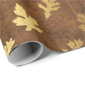 Papier Cadeau Feuille d'or de Thanksgiving (Coin rond)