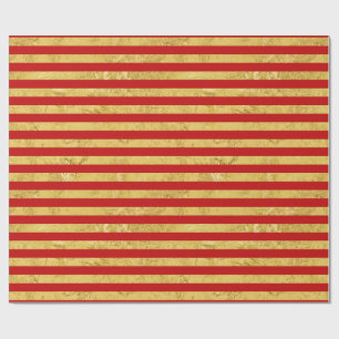 Papier Cadeau Feuille d'or élégante et motif rouge de rayure