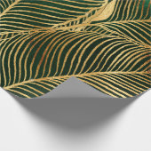 Papier Cadeau Feuille d'or Forêt verte Élégant Motif (Coin)