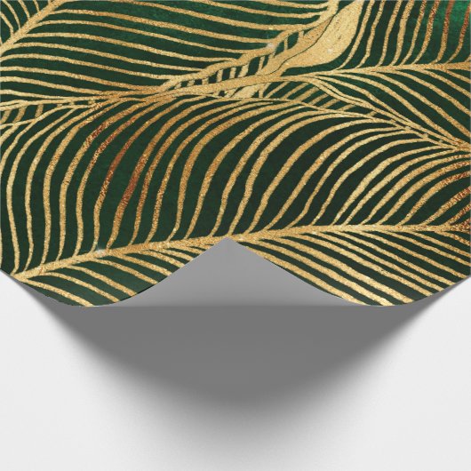 Papier Cadeau Feuille d'or Forêt verte Élégant Motif (Coin)