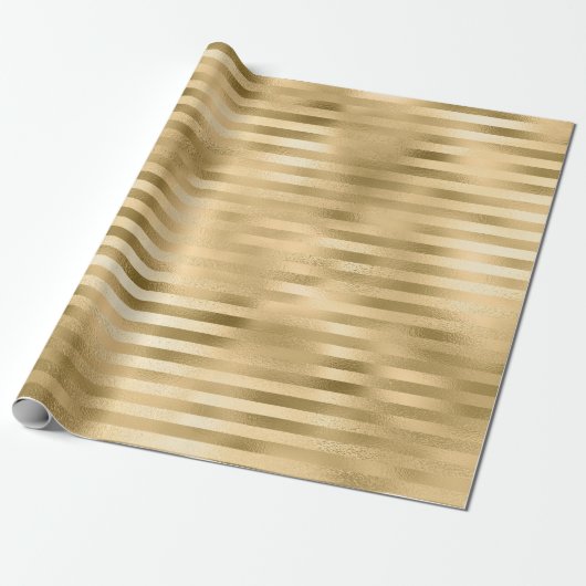 Papier Cadeau Feuille dorée rayée (Déroulé)