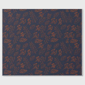 Papier Cadeau Feuille et branches de rouille sur A bleu-foncé (Plat)