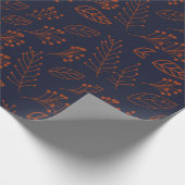 Papier Cadeau Feuille et branches de rouille sur A bleu-foncé (Coin)