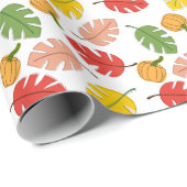 Papier Cadeau Feuille et Citrouille (Coin rond)