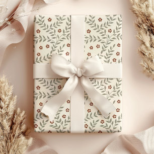 Papier Cadeau Feuille et fleurs festives