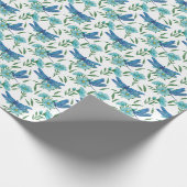 Papier cadeau Feuille et libellules bleues (Coin)