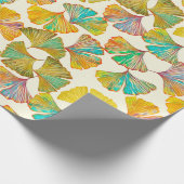 Papier Cadeau Feuille Gingko sur le sol motif sans couture. Aqua (Coin)