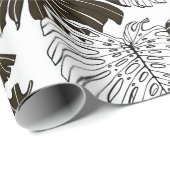 Papier Cadeau Feuille Monstera motif continu (Coin rond)