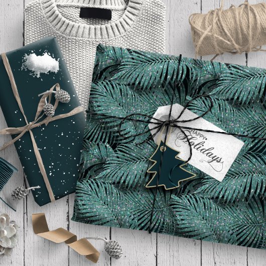 Papier Cadeau Feuille Motif Sparkling Palm ID Turquoise831
