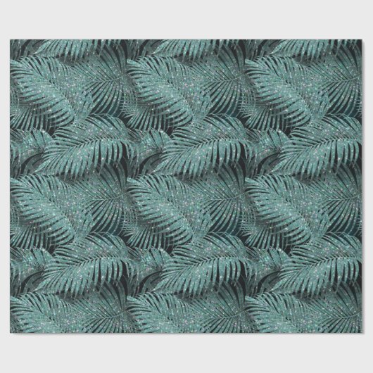 Papier Cadeau Feuille Motif Sparkling Palm ID Turquoise831 (Plat)