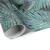 Papier Cadeau Feuille Motif Sparkling Palm ID Turquoise831 (Coin rond)