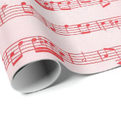 Papier Cadeau Feuille musicale rouge vintage (Coin rond)