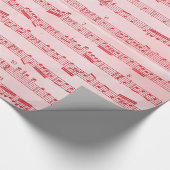 Papier Cadeau Feuille musicale rouge vintage (Coin)