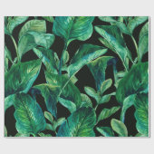 Papier Cadeau Feuille tropical d'aquarelle de vert bleu (Plat)