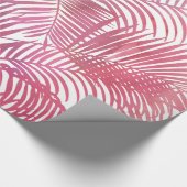 Papier Cadeau Feuille tropical de palmier d'aquarelle rose (Coin)