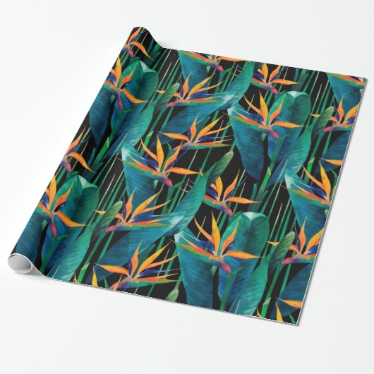 Papier Cadeau Feuille tropical de Schefflera imitant des fleurs (Déroulé)