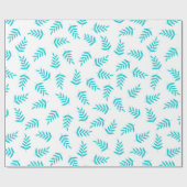 Papier Cadeau Feuille Tropicale Bleue et Blanche (Plat)