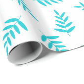 Papier Cadeau Feuille Tropicale Bleue et Blanche (Coin rond)
