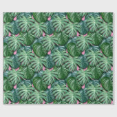 Papier Cadeau Feuille tropicaux vert et rose (Plat)