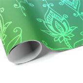 Papier Cadeau Feuille verte arabe Bollywood (Coin rond)