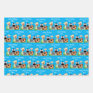 Papier Cadeau Feuille verte d'anniversaire d'animal de zoo perso