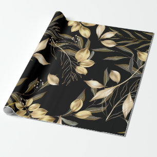 Papier Cadeau Feuilles Abstraits de ginkgo. Parties scintillant 